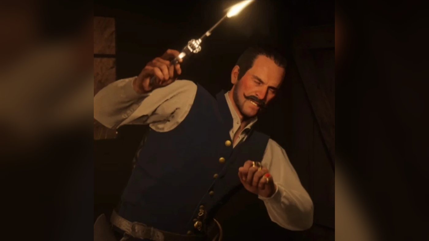 Fussar raising a burning torch
