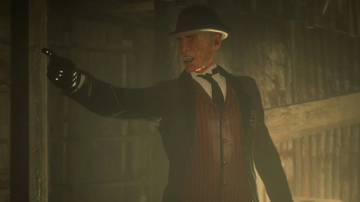 Milton aiming a pistol