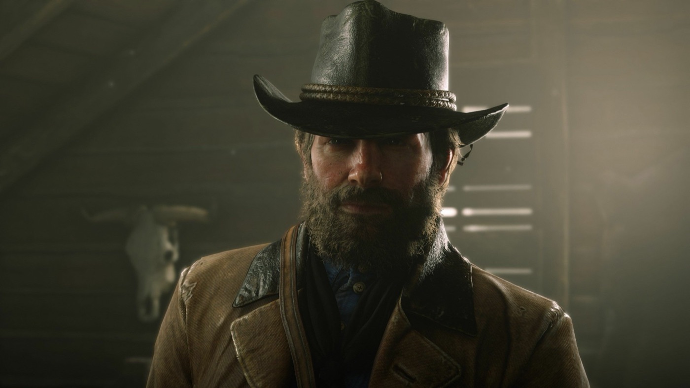 Arthur Morgan in his coat and hat