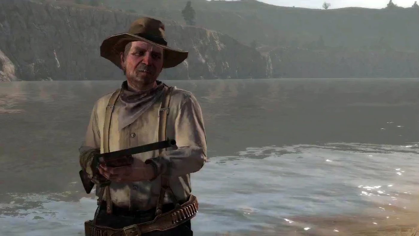 Ross standing by a river