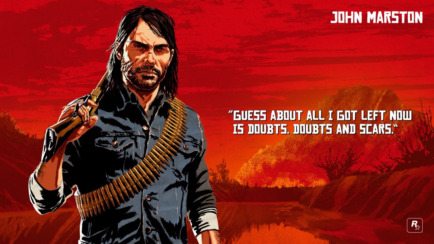 Artwork officiel de Red Dead Redemption représentant John Marston