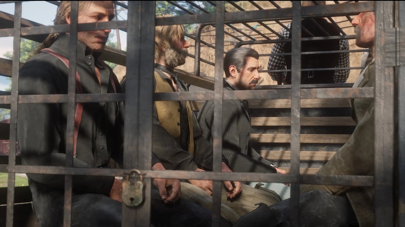 Trelawny with the Anderson Boys in a prison wagon