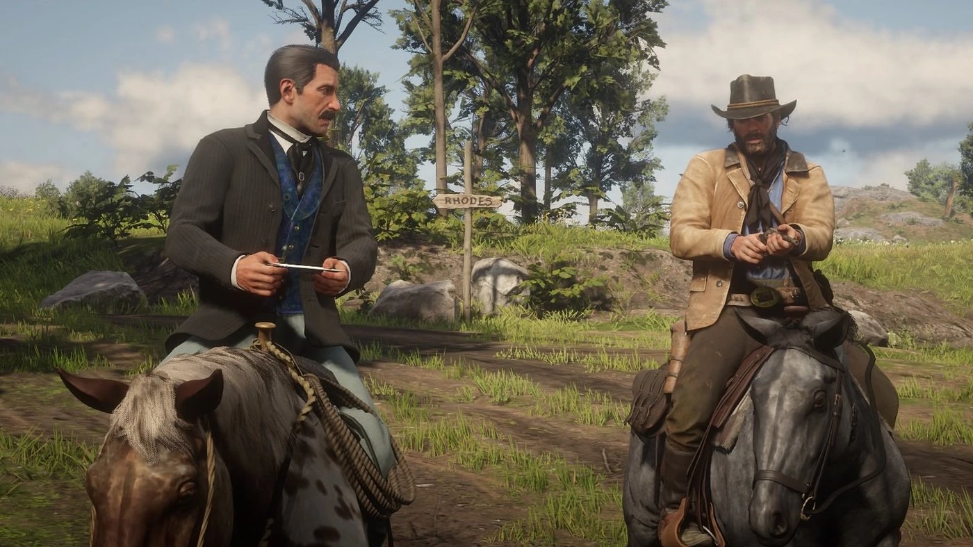 Trelawny and Arthur on horseback