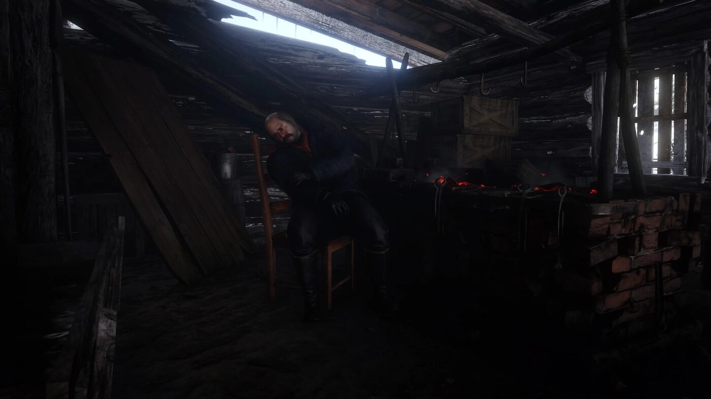 Simon Pearson at the gang camp