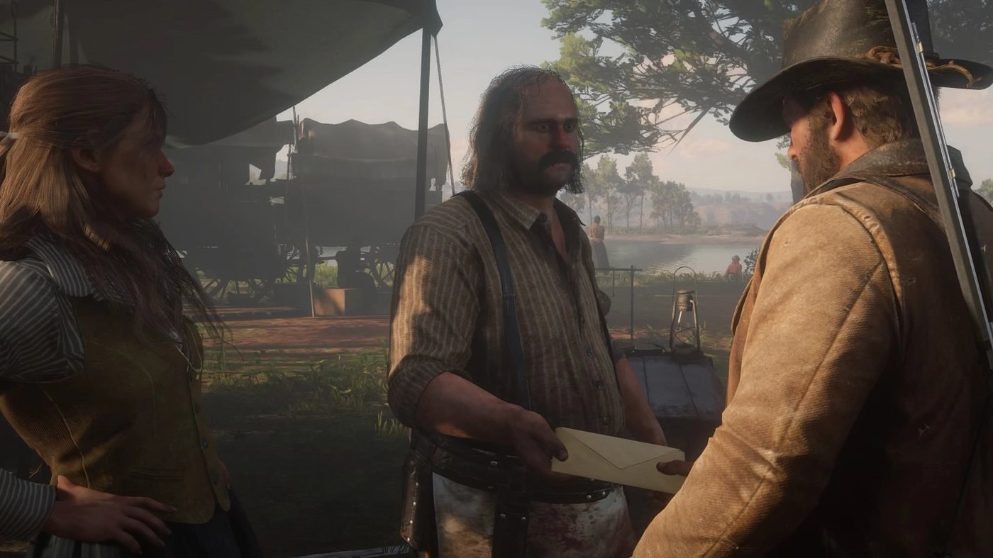 Pearson holding out a letter to Arthur