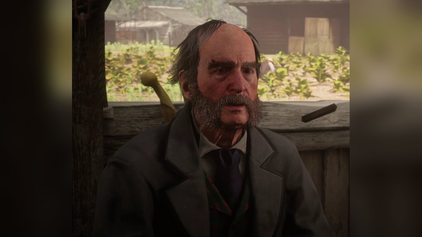 Close-up of Tavish Gray at the Caliga Hall stables, tobacco fields behind him
