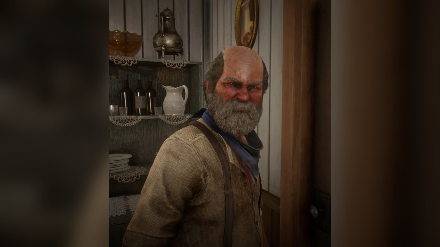 Uncle without his hat, indoors