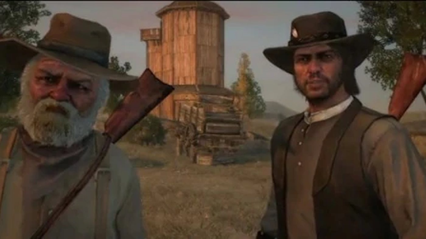 Uncle and John armed, side by side at the ranch