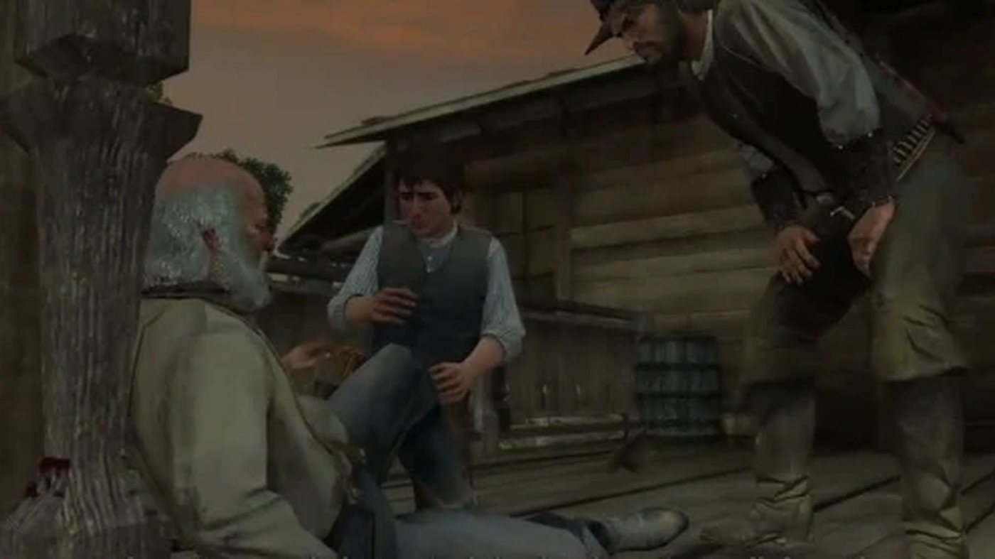 Uncle lying wounded with Jack and John nearby