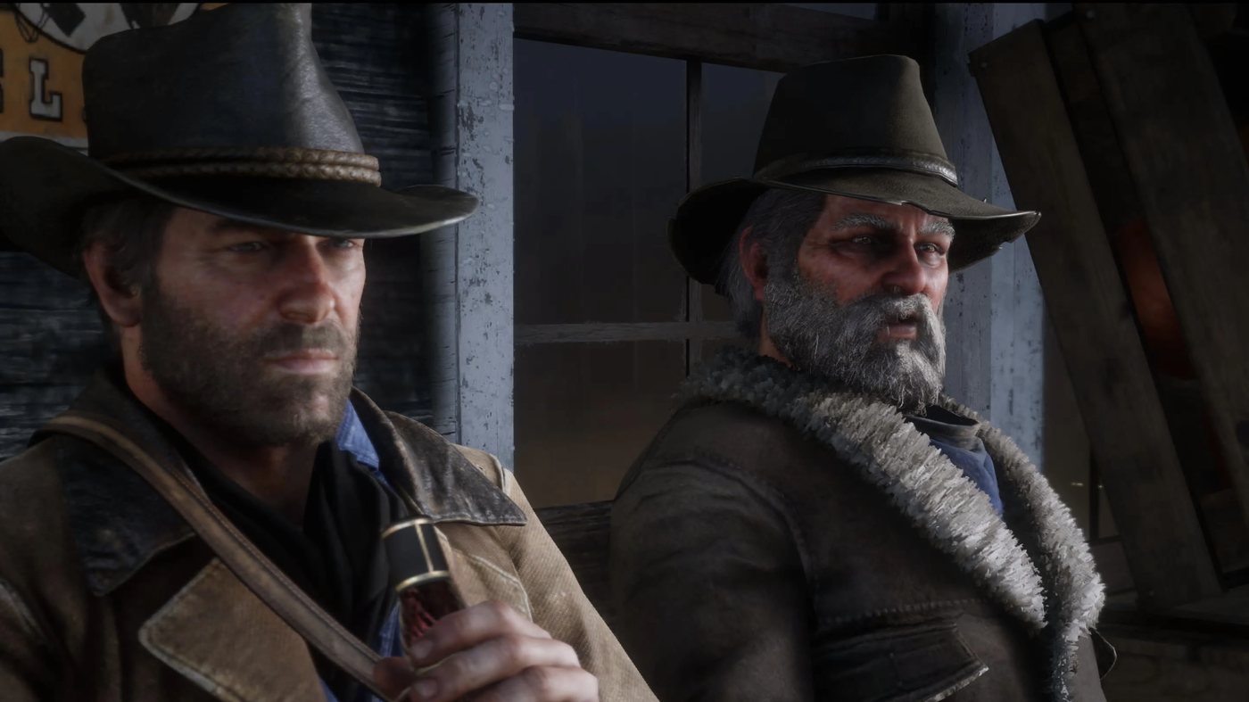 Arthur and Uncle talking outside a store