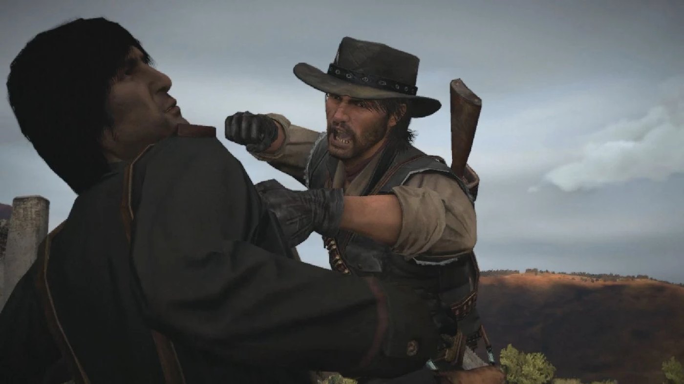 John Marston confronting Captain de Santa
