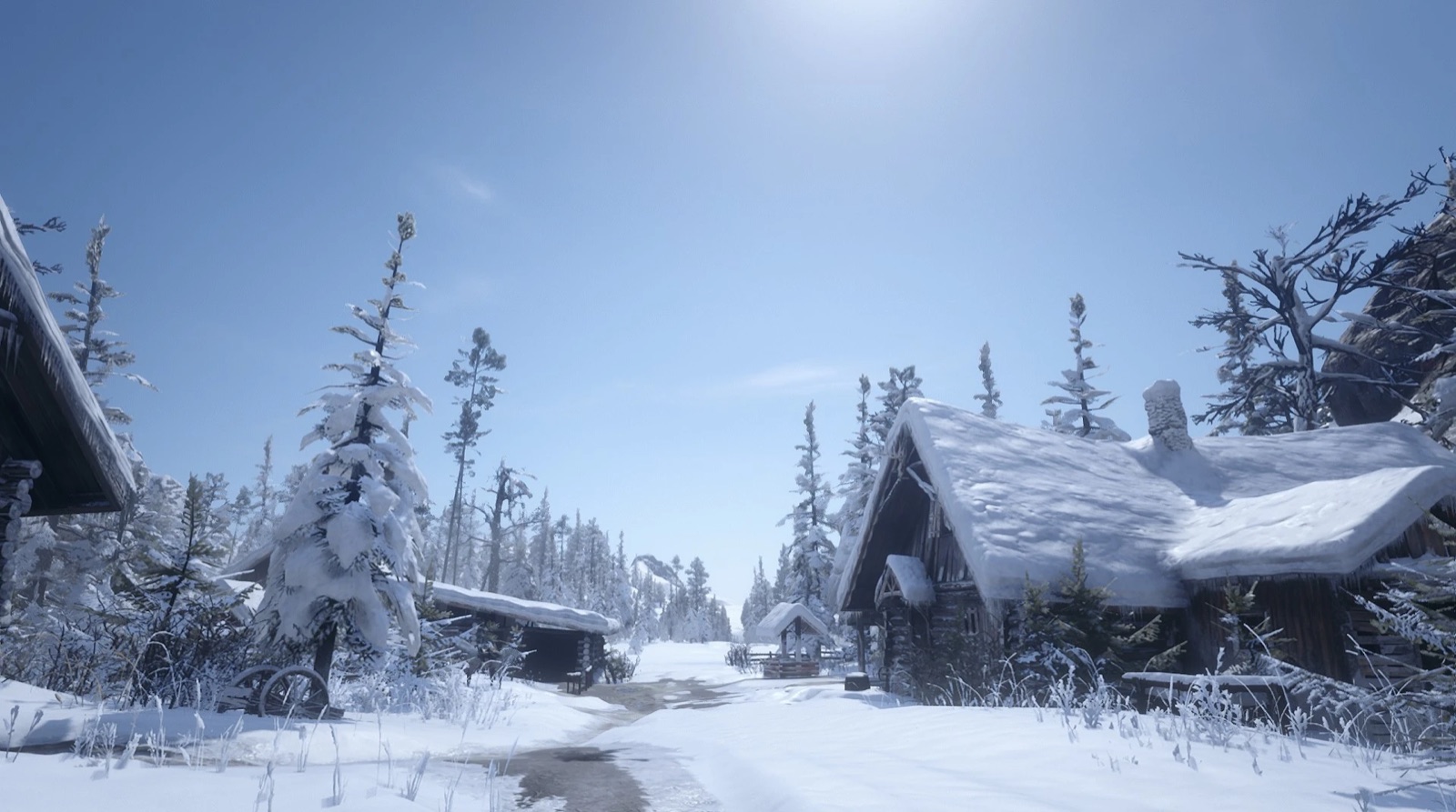 The snowbound mountains of Ambarino around Colter in Red Dead Redemption 2