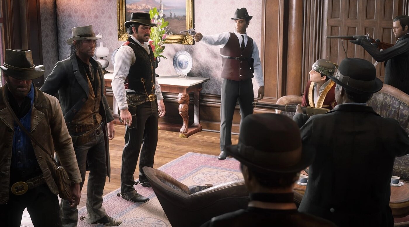 The Van der Linde gang meeting Angelo Bronte in his Saint Denis mansion
