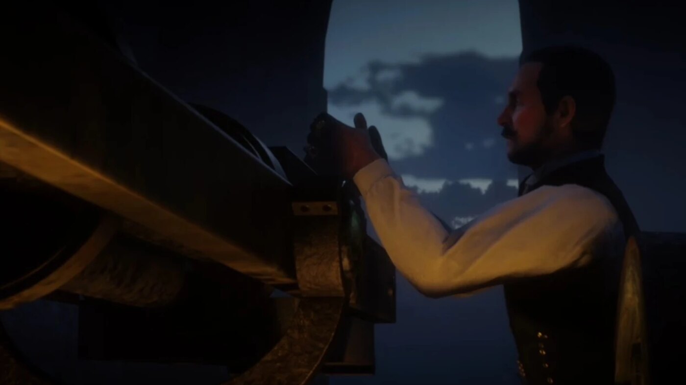 A cannon battle during the uprising on Guarma